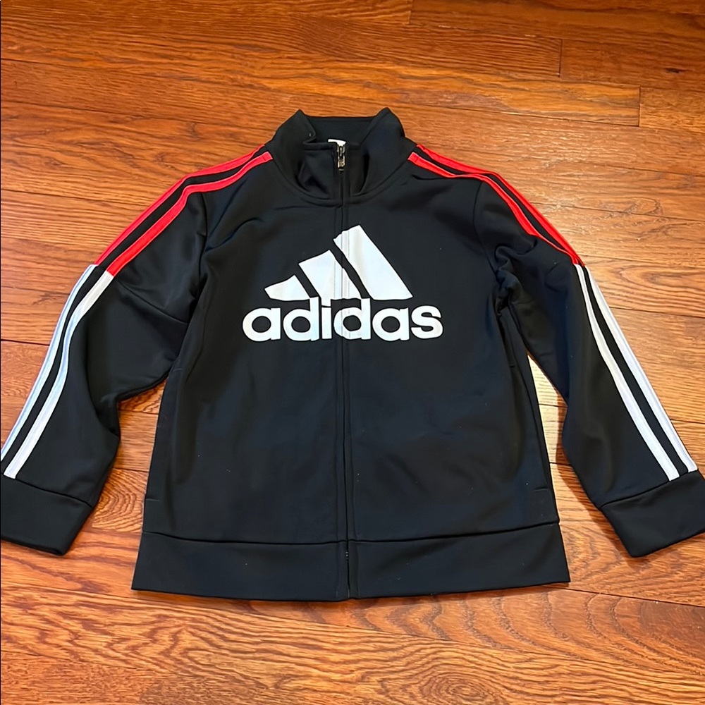 Adidas Black Track Jacket with Red Stripes